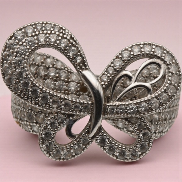 Vintage Sterling Silver Cubic Zirconia size 7 estate VTG weight 11.89G - Picture 4 of 11